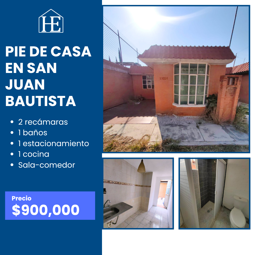 Pie de Casa en Venta en Guadalupe Hidalgo, Puebla | 2 Recámaras