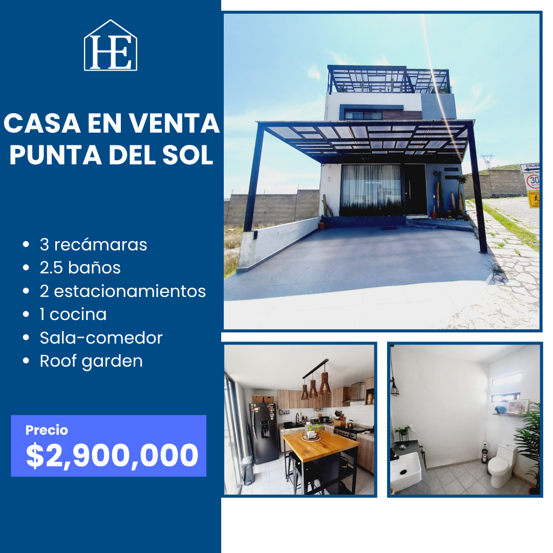 Casa en Venta en Fracc. Punta del Sol, Puebla | 3 Recámaras y Roof Garden