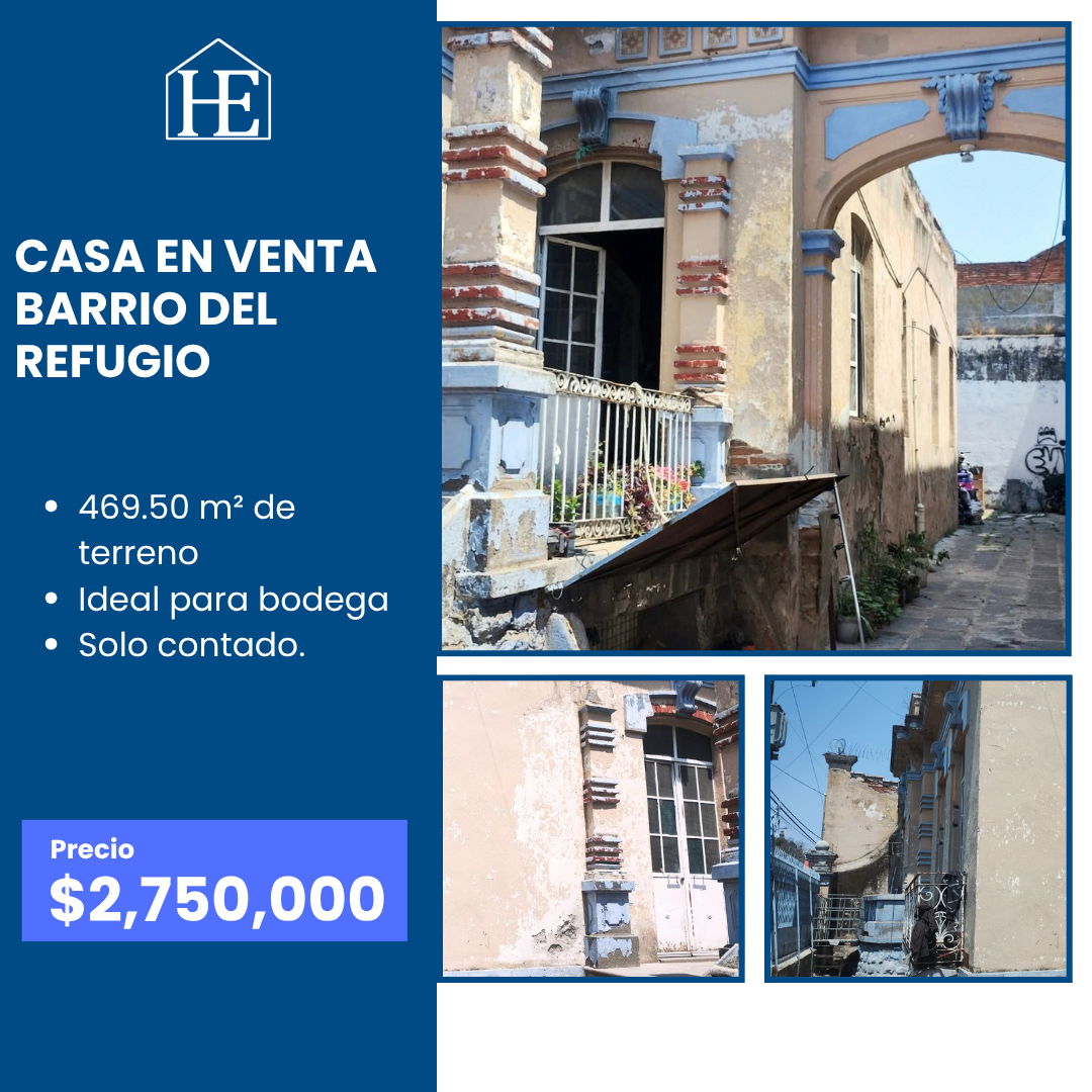 Casa en Venta para Inversión en Barrio del Refugio, Puebla Centro | Terreno de 469.50 m²