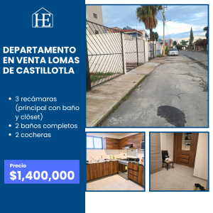 Departamento en Venta en Lomas de Castillotla, Puebla | 3 Recámaras y 2 Cocheras