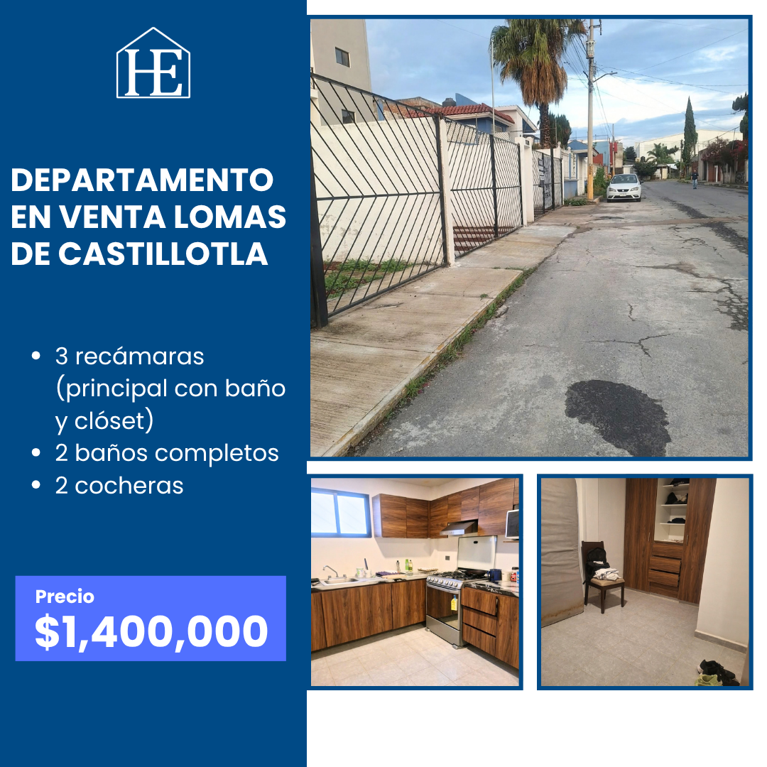 Departamento en Venta en Lomas de Castillotla, Puebla | 3 Recámaras y 2 Cocheras